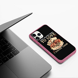 Чехол iPhone 11 Pro матовый Люблю Покер, цвет: 3D-малиновый — фото 2