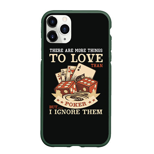 Чехол iPhone 11 Pro матовый Люблю Покер / 3D-Темно-зеленый – фото 1
