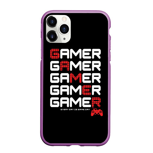 Чехол iPhone 11 Pro матовый GAMER - GAMER - GAMER / 3D-Фиолетовый – фото 1