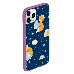 Чехол iPhone 11 Pro матовый Спящий лисенокsleeping fox, цвет: 3D-фиолетовый — фото 2