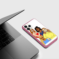 Чехол iPhone 11 Pro матовый Четыре девушки разных национальностей с витилиго, цвет: 3D-малиновый — фото 2