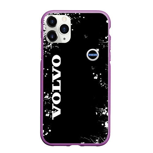 Чехол iPhone 11 Pro матовый Volvo капли и брызги красок / 3D-Фиолетовый – фото 1