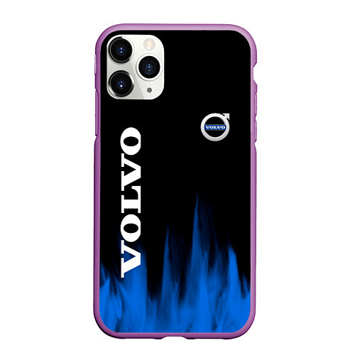 Чехол iPhone 11 Pro матовый Volvo синий огонь / 3D-Фиолетовый – фото 1