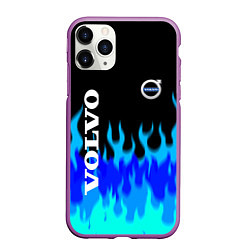 Чехол iPhone 11 Pro матовый Volvo размытый огонь, цвет: 3D-фиолетовый