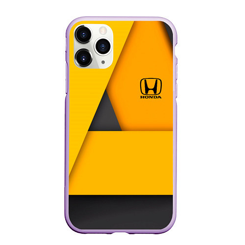 Чехол iPhone 11 Pro матовый Honda - Yellow / 3D-Сиреневый – фото 1