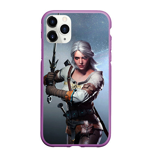 Чехол iPhone 11 Pro матовый Ciri sword / 3D-Фиолетовый – фото 1