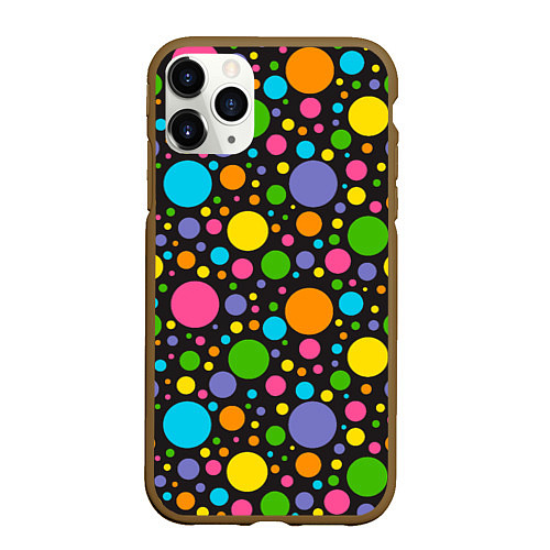 Чехол iPhone 11 Pro матовый Радужный горошек / 3D-Коричневый – фото 1