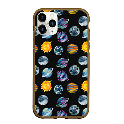 Чехол iPhone 11 Pro матовый Планеты космос, цвет: 3D-коричневый