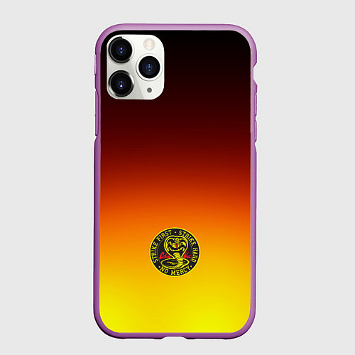 Чехол iPhone 11 Pro матовый Кобра Кай Cobra Kai Gadient / 3D-Фиолетовый – фото 1