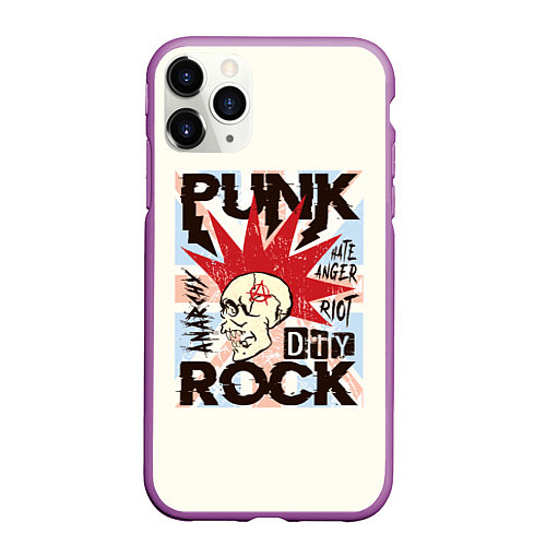 Чехол iPhone 11 Pro матовый Punk Rock Панк / 3D-Фиолетовый – фото 1