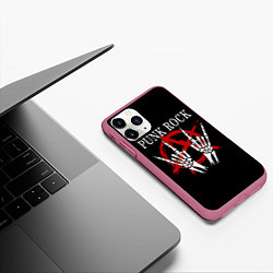 Чехол iPhone 11 Pro матовый Punk Rock Панки Хой, цвет: 3D-малиновый — фото 2