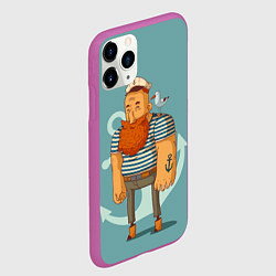 Чехол iPhone 11 Pro матовый Старый добрый моряк, цвет: 3D-фиолетовый — фото 2