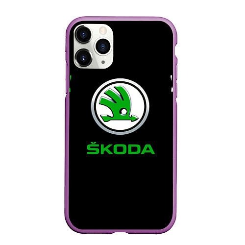 Чехол iPhone 11 Pro матовый Skoda нарисованные линии / 3D-Фиолетовый – фото 1