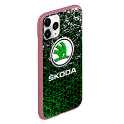 Чехол iPhone 11 Pro матовый Skoda: Соты, цвет: 3D-малиновый — фото 2