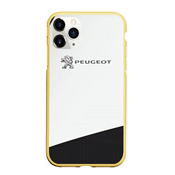 Чехол iPhone 11 Pro матовый Peugeot геометрия, цвет: 3D-желтый