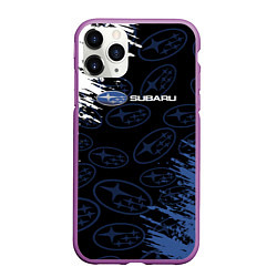 Чехол iPhone 11 Pro матовый Subaru - Logo pattern, цвет: 3D-фиолетовый