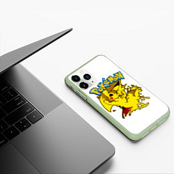 Чехол iPhone 11 Pro матовый Пикачу злой Pokemon, цвет: 3D-салатовый — фото 2