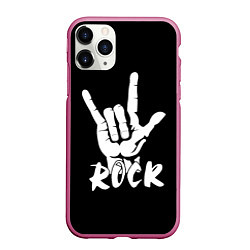 Чехол iPhone 11 Pro матовый РОК - ROCK, цвет: 3D-малиновый