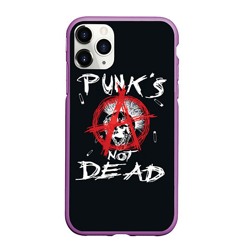 Чехол iPhone 11 Pro матовый Punks Not Dead Анархия / 3D-Фиолетовый – фото 1