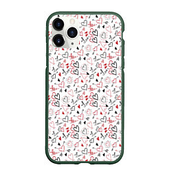 Чехол iPhone 11 Pro матовый Valentines Pattern, цвет: 3D-темно-зеленый