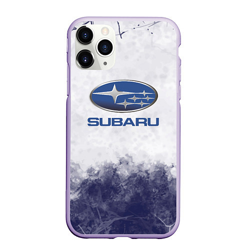 Чехол iPhone 11 Pro матовый Subaru Трещина / 3D-Светло-сиреневый – фото 1