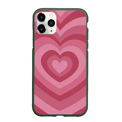 Чехол iPhone 11 Pro матовый Сердца LOVE, цвет: 3D-темно-зеленый