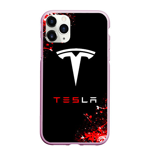 Чехол iPhone 11 Pro матовый Tesla sport auto / 3D-Розовый – фото 1