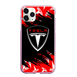 Чехол iPhone 11 Pro матовый Tesla - Logo Sport Auto