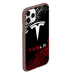 Чехол iPhone 11 Pro матовый Tesla - Logo Pattern, цвет: 3D-коричневый — фото 2