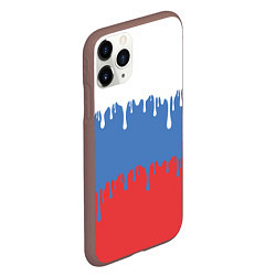 Чехол iPhone 11 Pro матовый Флаг России потёки, цвет: 3D-коричневый — фото 2