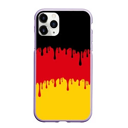 Чехол iPhone 11 Pro матовый Флаг Германии потёки, цвет: 3D-светло-сиреневый