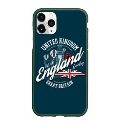 Чехол iPhone 11 Pro матовый Англия England, цвет: 3D-темно-зеленый