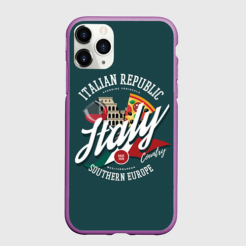 Чехол iPhone 11 Pro матовый Italy Италия / 3D-Фиолетовый – фото 1