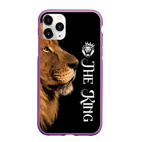 Чехол iPhone 11 Pro матовый ЛЕВ КОРОЛЬ LION KING / 3D-Фиолетовый – фото 1