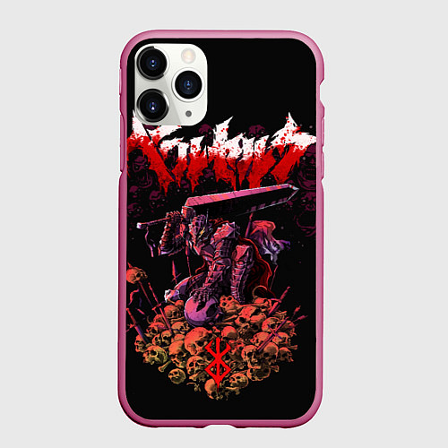 Чехол iPhone 11 Pro матовый Берсерк на черепах Berserk Клеймо / 3D-Малиновый – фото 1