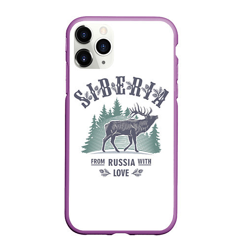 Чехол iPhone 11 Pro матовый SIBERIA из России с Любовью / 3D-Фиолетовый – фото 1