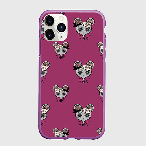 Чехол iPhone 11 Pro матовый Ниндзя-мыши Клинок, рассекающий демонов Kimetsu no / 3D-Фиолетовый – фото 1
