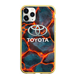 Чехол iPhone 11 Pro матовый Toyota Вулкан из плит, цвет: 3D-желтый