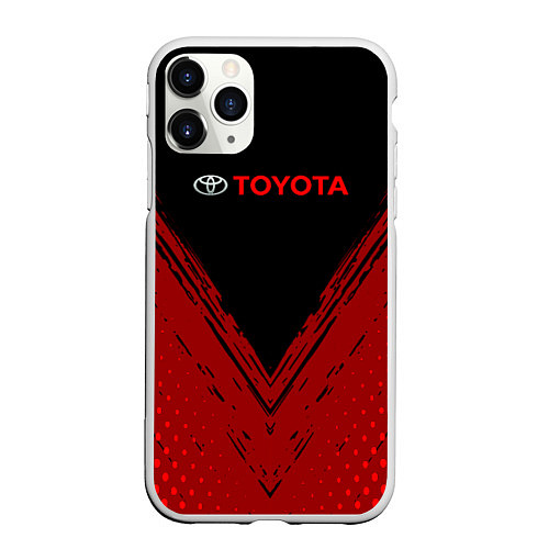 Чехол iPhone 11 Pro матовый Toyota Красная текстура / 3D-Белый – фото 1