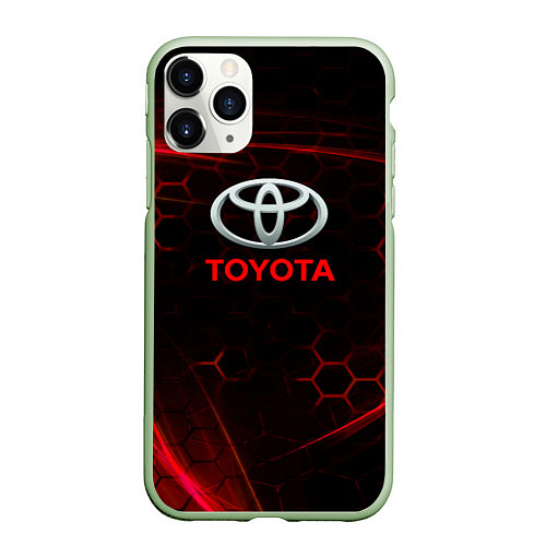 Чехол iPhone 11 Pro матовый Toyota sport соты / 3D-Салатовый – фото 1