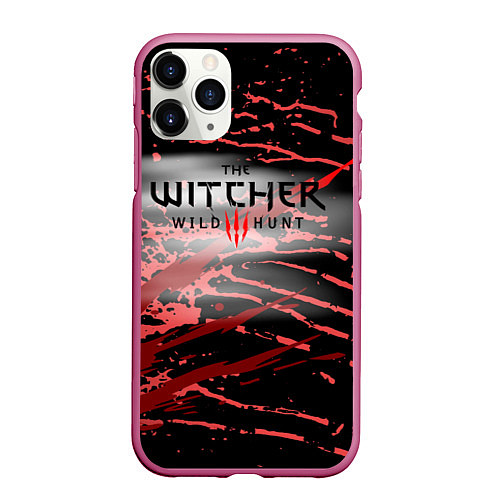 Чехол iPhone 11 Pro матовый The Witcher СУПЕР ИГРА ДЛЯ ГЕЙМЕРОВ / 3D-Малиновый – фото 1