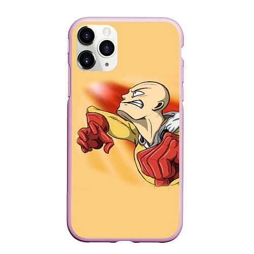 Чехол iPhone 11 Pro матовый Сайтама - One Punch Man / 3D-Розовый – фото 1