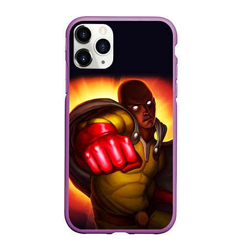 Чехол iPhone 11 Pro матовый Ванпанчмен Сайтама - One Punch Man / 3D-Фиолетовый – фото 1