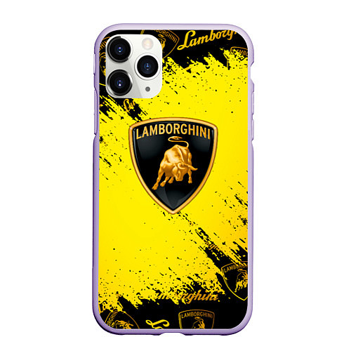 Чехол iPhone 11 Pro матовый Lamborghini Gold Sport / 3D-Светло-сиреневый – фото 1