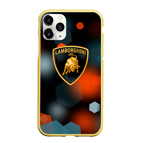 Чехол iPhone 11 Pro матовый Lamborghini - Размытие / 3D-Желтый – фото 1