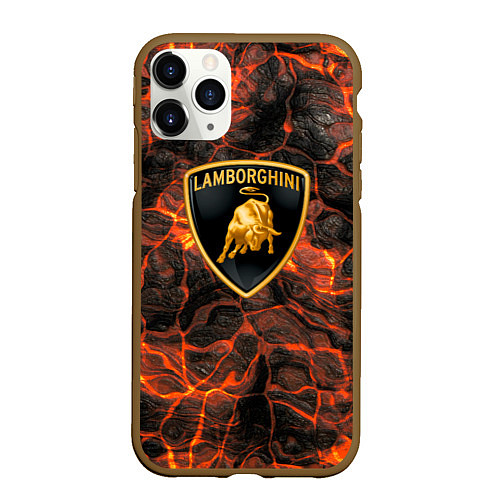 Чехол iPhone 11 Pro матовый Lamborghini - Вулкан из щелей / 3D-Коричневый – фото 1