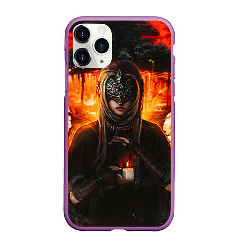 Чехол iPhone 11 Pro матовый FIRE KEEPER Dark SOULS III Дарк соулс / 3D-Фиолетовый – фото 1