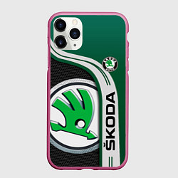 Чехол iPhone 11 Pro матовый SKODA AUTO ШКОДА АВТО, цвет: 3D-малиновый