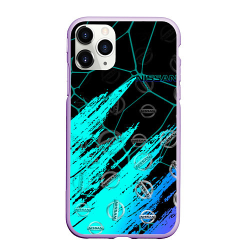 Чехол iPhone 11 Pro матовый NISSAN геометрия / 3D-Сиреневый – фото 1