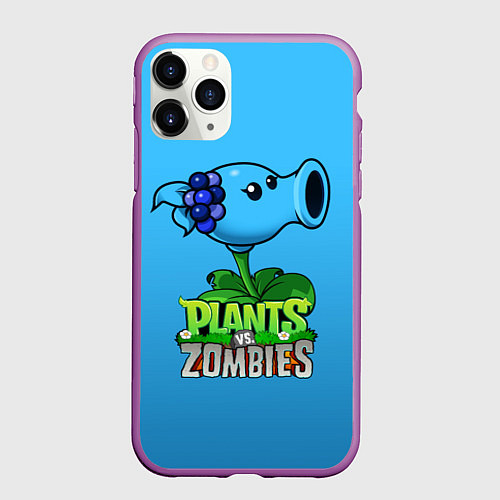 Чехол iPhone 11 Pro матовый Plants vs Zombies - Морозный Горох / 3D-Фиолетовый – фото 1